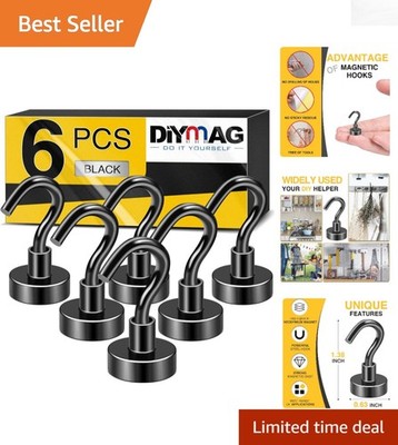 Rust-Resistant Magnetic Hooks, 6 Pack 30lbs+ - Durable Home & Travel Essentials