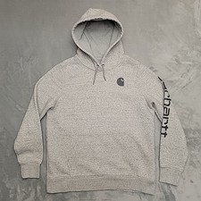 Carhartt Hoodie Womens Large Gray Relaxed Fit Hooded Logo Sweatshirt Workwear