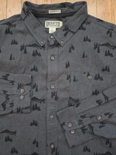 Duluth Trading Co Shirt Mens 3XL Gray Flannel Relaxed Fit Holiday Tree Mt Print
