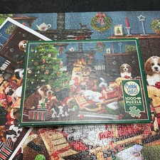 Cobble Hill Jigsaw Puzzle 1000 Pieces "Christmas Puppies" Dogs 40214 Random Cut