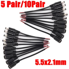 12V DC Power Socket Jack Male + Female Connector Cable Plug Wire 5.5x2.1mm