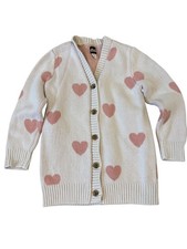 Tea Collection Girls 4-5 Heart Patterned Button-Up Cardigan Sweater