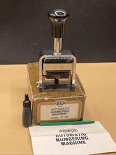 Cosco  C-78 Automatic Numbering Machine Pricing Attached Ink Pad 8 Wheel New Vtg