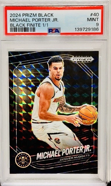 Michael Porter Jr Black Finite 1/1 2024-25 Panini Prizm Black PSA 9