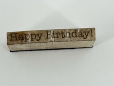 HAPPY BIRTHDAY Slim Thin Wood Mount Rubber Stamp