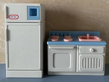 Vtg Little Tikes Grand Mansion Dollhouse Kitchen Refrigerator Stove Sink Combo