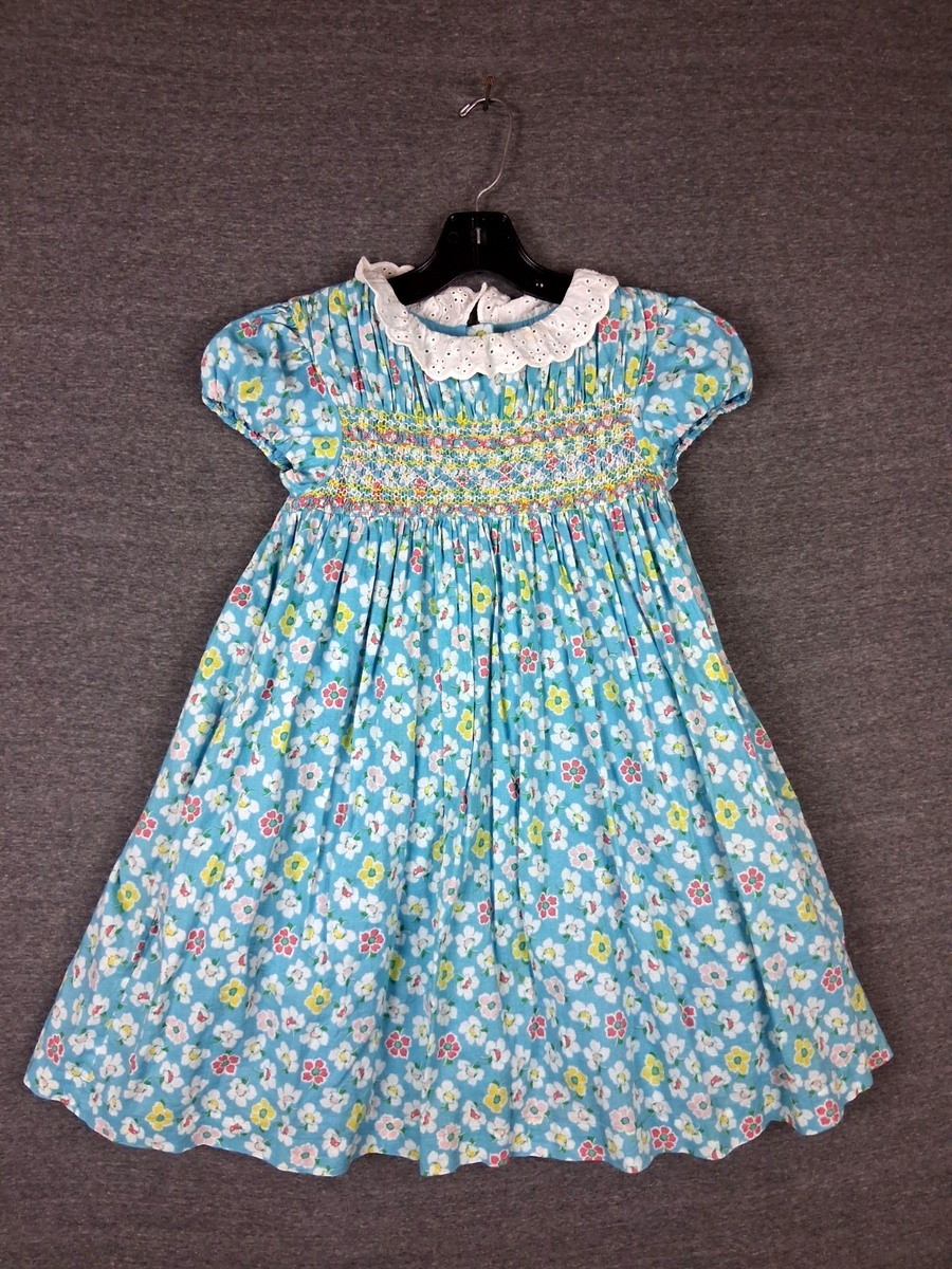 Mini Boden Girls Dress 9-10 140cm Blue Floral Smocked Ditzy Lace Collar Mini Boden Girls Dress 9-10 140cm Blue Floral Smocked Ditzy Lace Collar