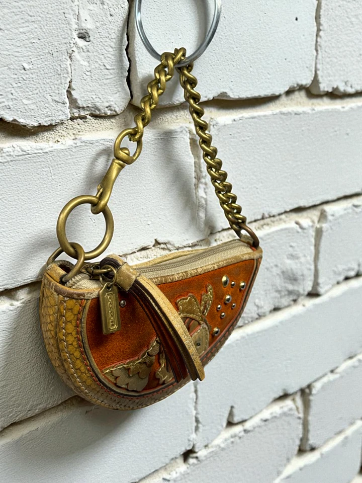 Estuche Coach Vintage Pez Koi Multicolor Dorado Naranja Latón Moneda Cremallera Y2K MUY RARO Foto 4 de 4