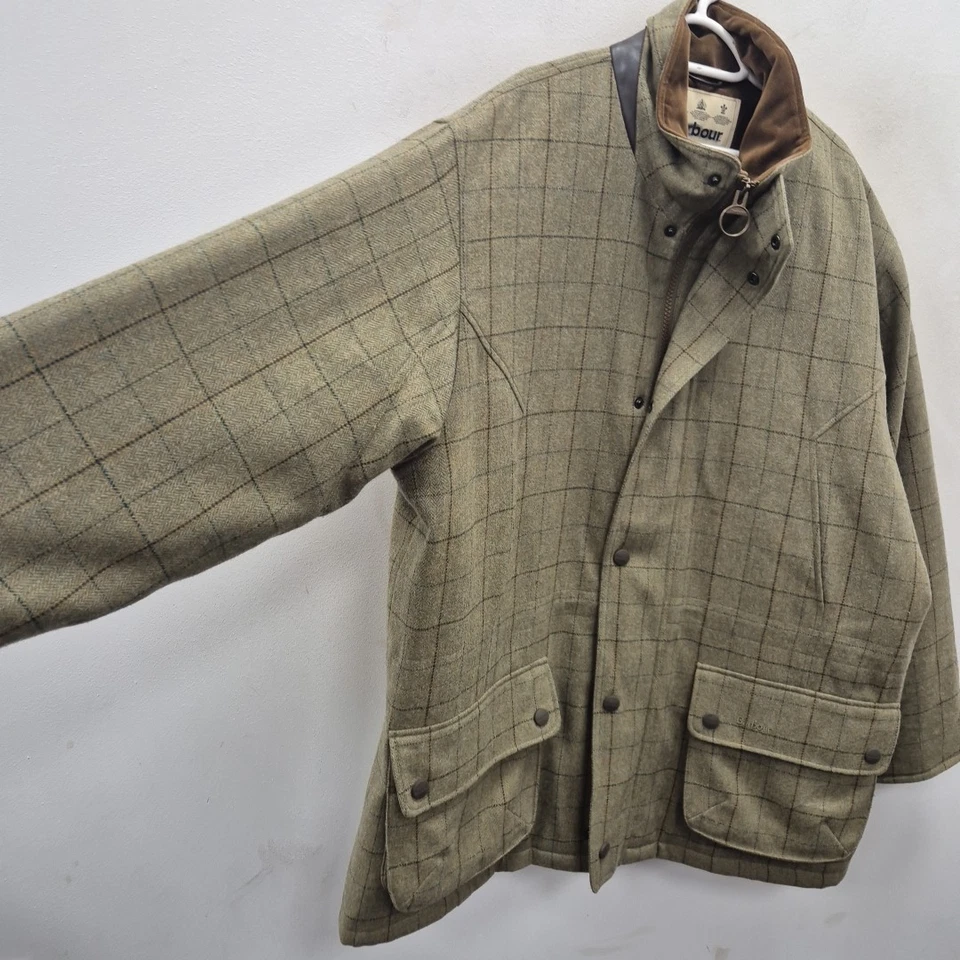 Barbour Berwick Green Check Tweed Sporting Shooting Waterproof Coat Jacket XL - Image 4 of 4