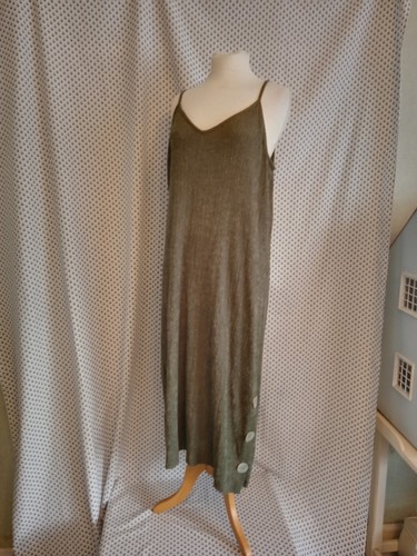 Primark Khaki Stretch Crinkle Fabric Strappy Straight Midi Dress Size 20 Bnwt - Picture 2 of 24