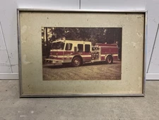 Vintage Original Salisbury NC Fire Dept  Pumper Fire Truck Framed Picture
