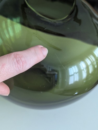 Vtg Green DROP VASE Mid Century Modern Sculptural Holmegaard Style Irregular Art - Picture 10 of 23