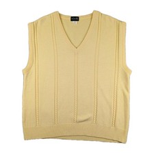 VTG 80's THE IZOD CLUB Mens XL Acrylic Wool Blend V-Neck Golf Knit Vest Yellow