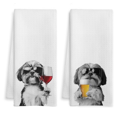 Funny Shih Tzu Kitchen Bar Towels, Shih Tzu Gifts for Men, Gifts for Wine Bee...