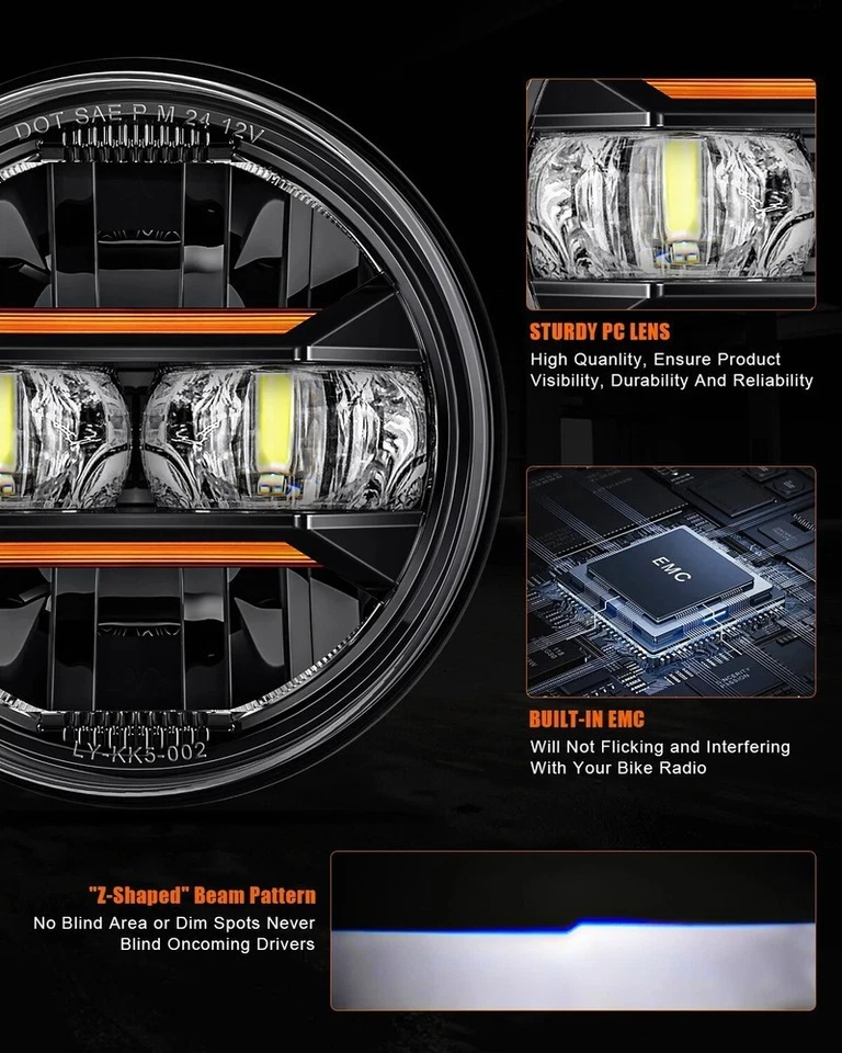 Faro LED con ojo angular con DRL para TRIUMPH Scrambler 2006-2014 2015 5,75" Foto 3 de 4