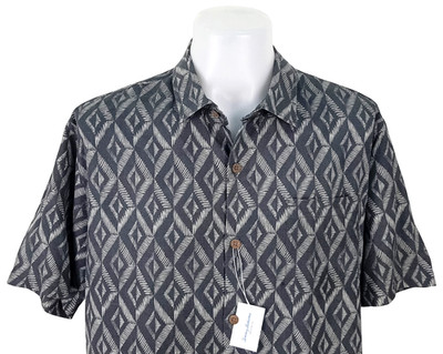 Tommy Bahama Island Zone Herren Grau S/S LUXUS ABENDHEMD - XL - 52'' - UVP 119£