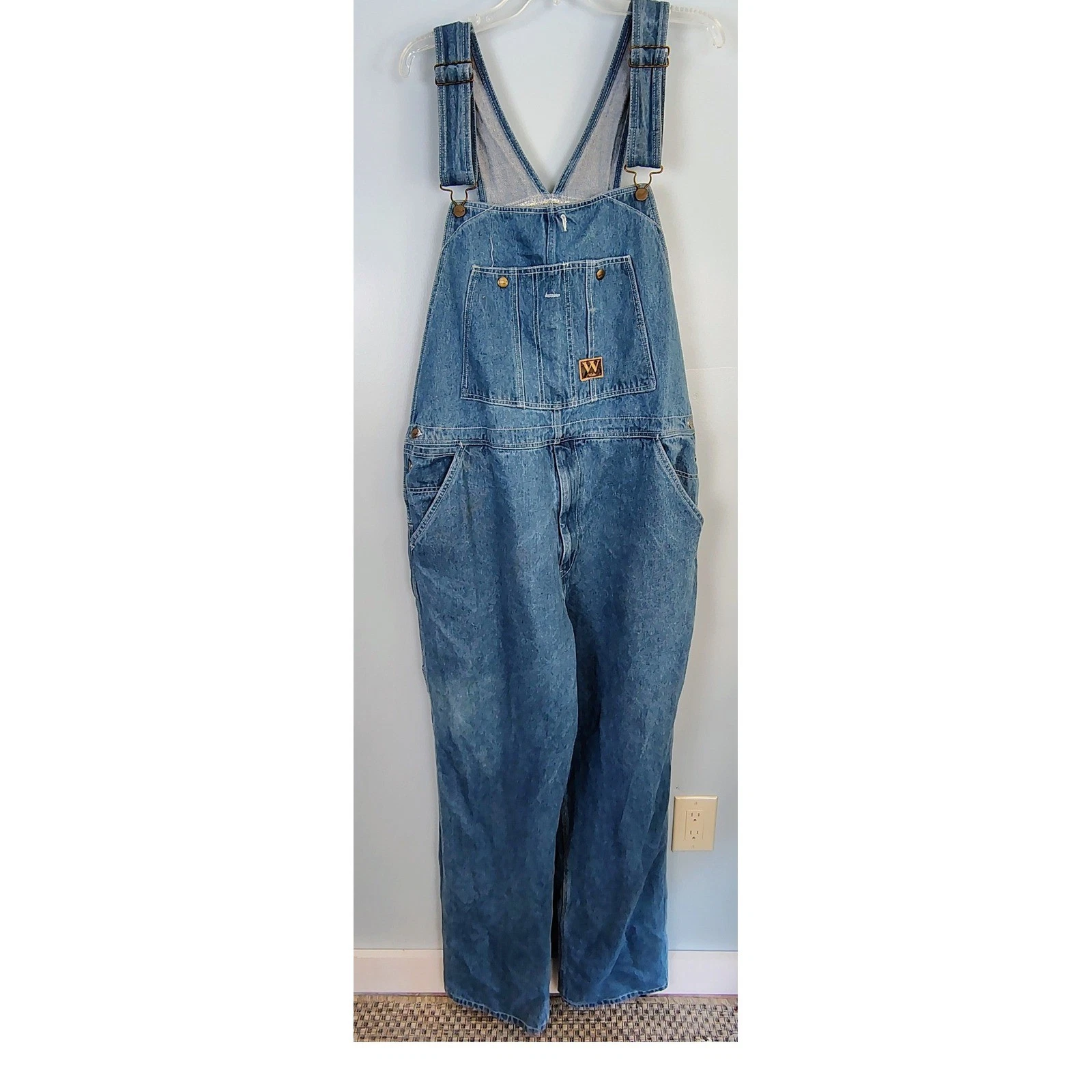 Walls Vintage Denim Overalls Mens 42x34 Medium Wash Workwear Carpenter T94030 DB
