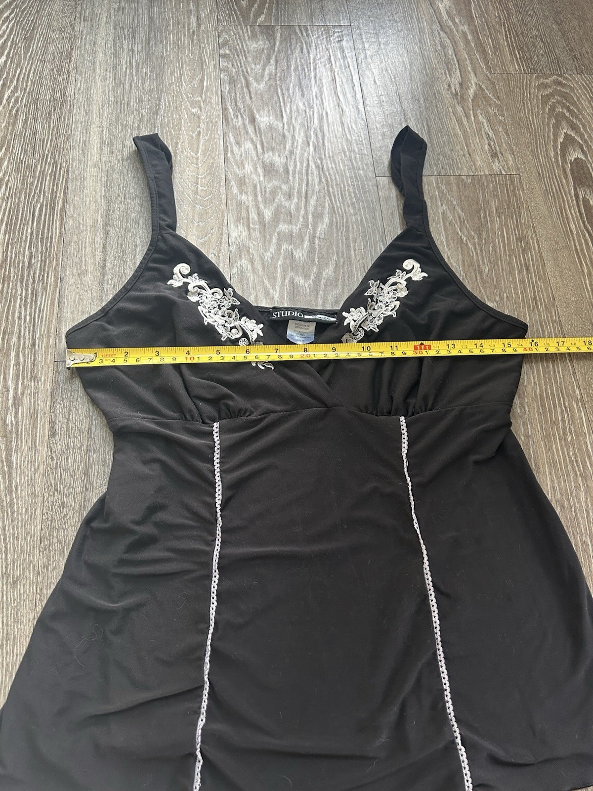 Studio Donatella Black Lace Babydoll Top Sz M 90s Dark Coquette Whimsigoth Fairy