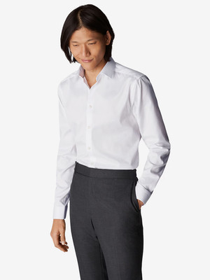 ETON White Super Slim Fit Dress Shirt 100% Cotton Classic Collar Wrinkle Free