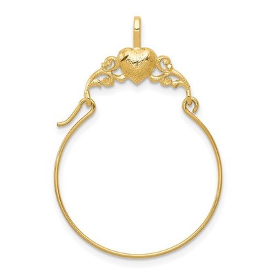 10K Yellow Gold Polished Heart Charm Holder Pendant 0.89gm L-34 mm, W-22 mm