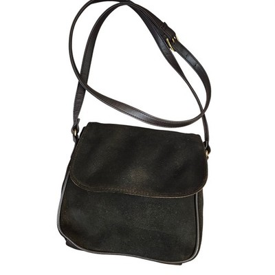 Valerie Stevens Vintage Classic Brown Suede flap crossbody bag 7''×7''