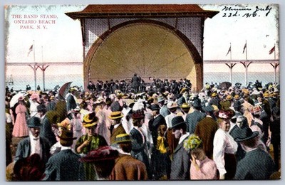K50/ Rochester New York Postcard c1910 Ontario Beach Band Stand Crowd 164