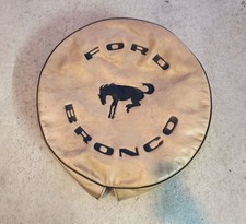 Used 80-96 Ford Bronco Tire Cover Tan Faux Leather Horse Emblem Classic