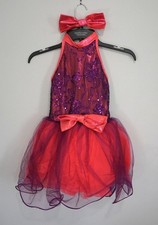 Curtain Call Can't Stop The Feeling Purple Orange Dance Sequin Costume Size CM