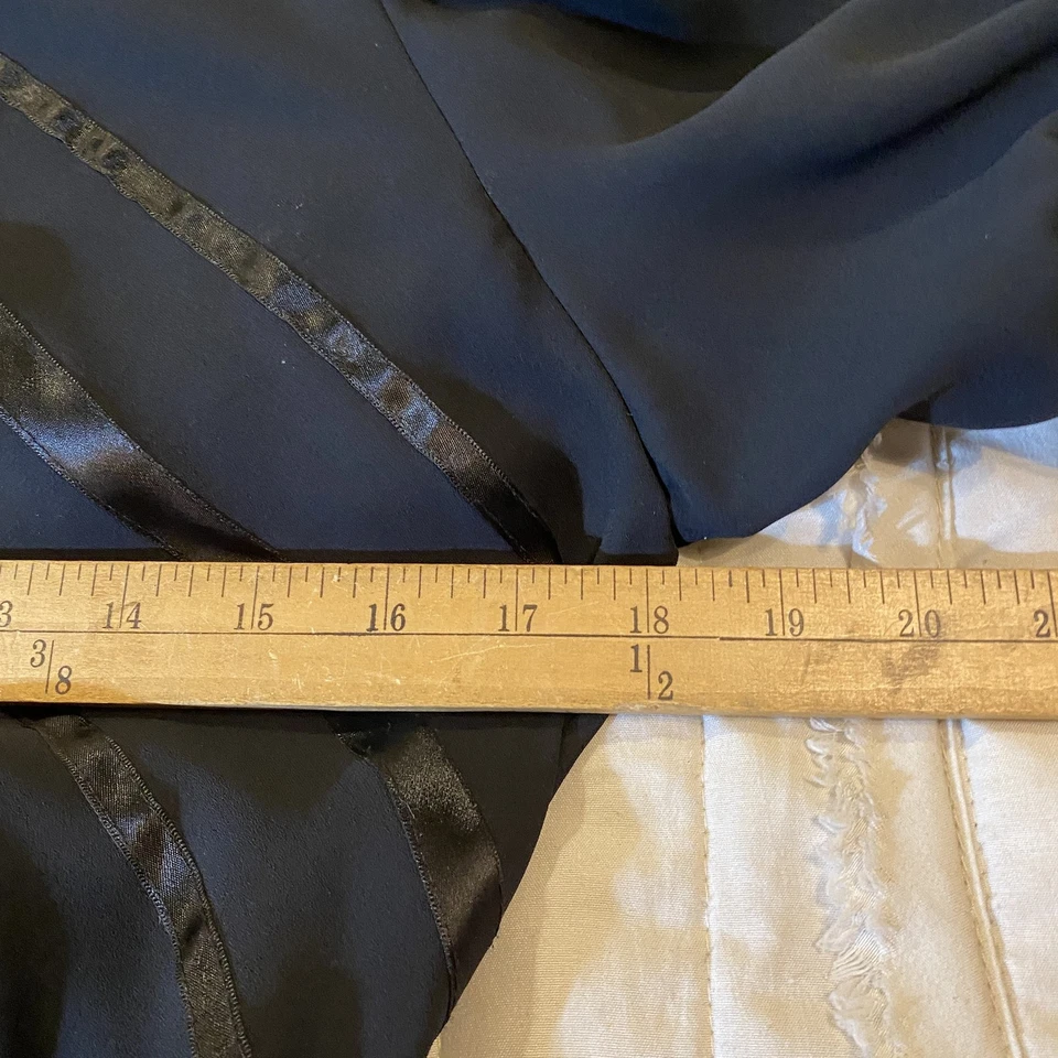 VTG Leslie Fay Dress Womens 8 Black Sheer Pleated Puff Sleeve USA 80s - Image 3 of 4