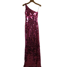 Sherri Hill One-Shoulder Sequin Mirror Gala Gown Pageant Prom Dress Size 4