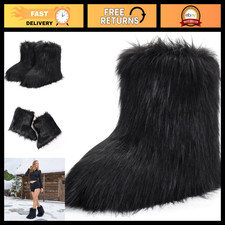 Cozy Women's Faux Fur Snow Boots - Fuzzy Fluffy Winter Footwear, Warm  Stylish