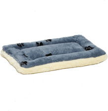 Pet Bed Reversible Dog Paw Print Soft Faux Fur Fleece Washable Blue 4 Sizes