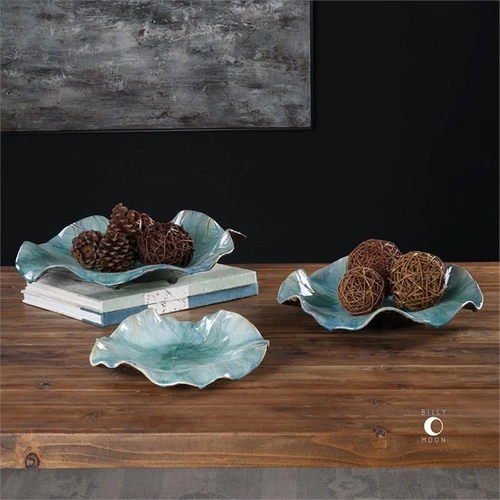 Uttermost Abella 3-Piece Coastal Ceramic Decorative Plate Set in Blue - Picture 4 of 6