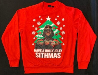 Star Wars Christmas Darth Vader Holly Jolly Sithmas Red Sweatshirt Size S