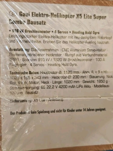 GAUI X5 Light Hochwertiger Elektro Helikopter RC Hubschrauber m Servos Bausatz - Bild 6 von 6
