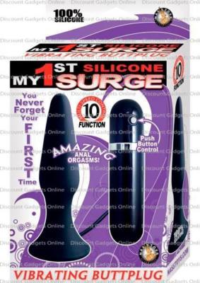 My First Silicone Vib. Butt Plug Dildo Black Anal Toys Plugs