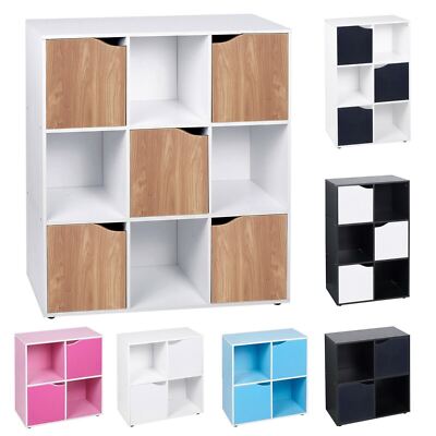 4 6 9 Würfel Holz Bücherregal Regal Vitrine Aufbewahrung Holzregal Tür Wohnzimmer