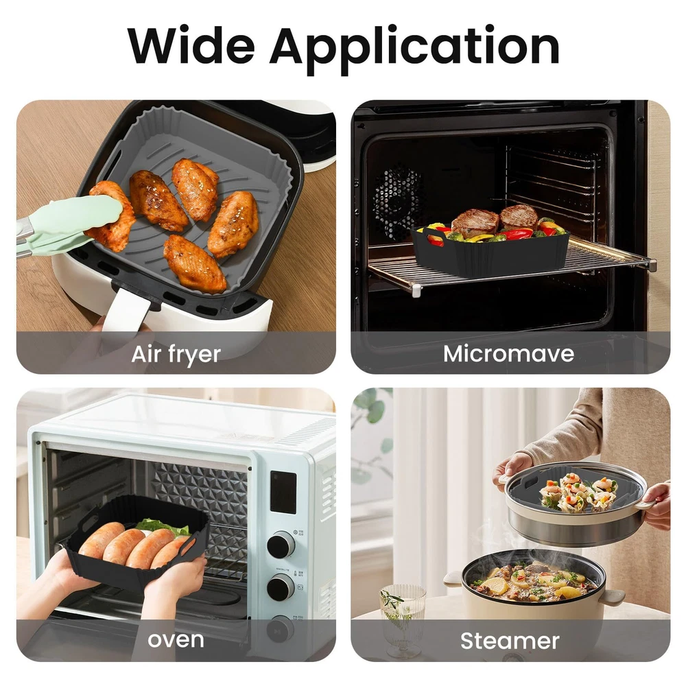 Air Fryer Silicone Liners Square 2 Pack 7.7inch Airfryer Liners 4-7 QT Reusable Air Fryer Silicone Liners Square 2 Pack 7.7inch Airfryer Liners 4-7 QT Reusable