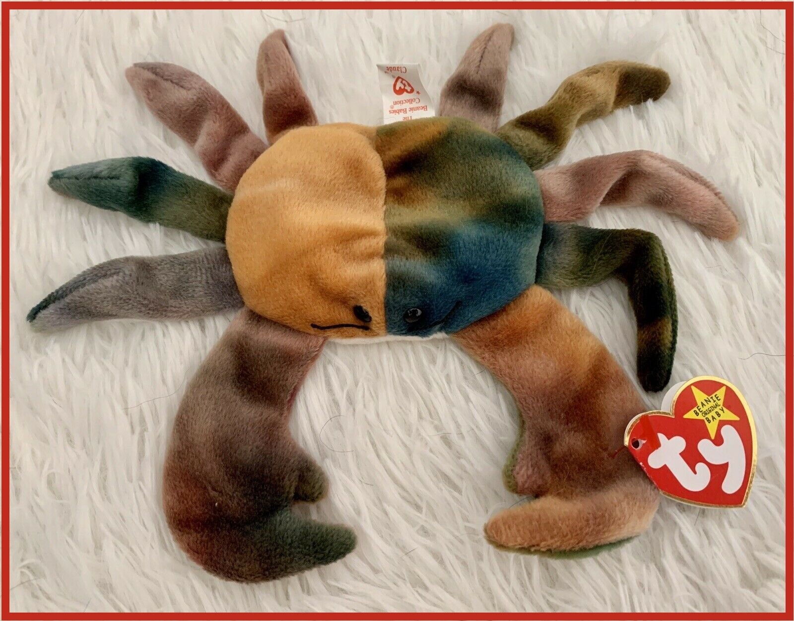 TY Beanie Babies Claude the Crab, Rare ERRORS! 1996 Collectible Vintage