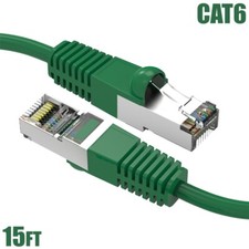 15FT Cat6 RJ45 LAN Network Ethernet Modem SSTP Shielded Patch Cable 26AWG Green