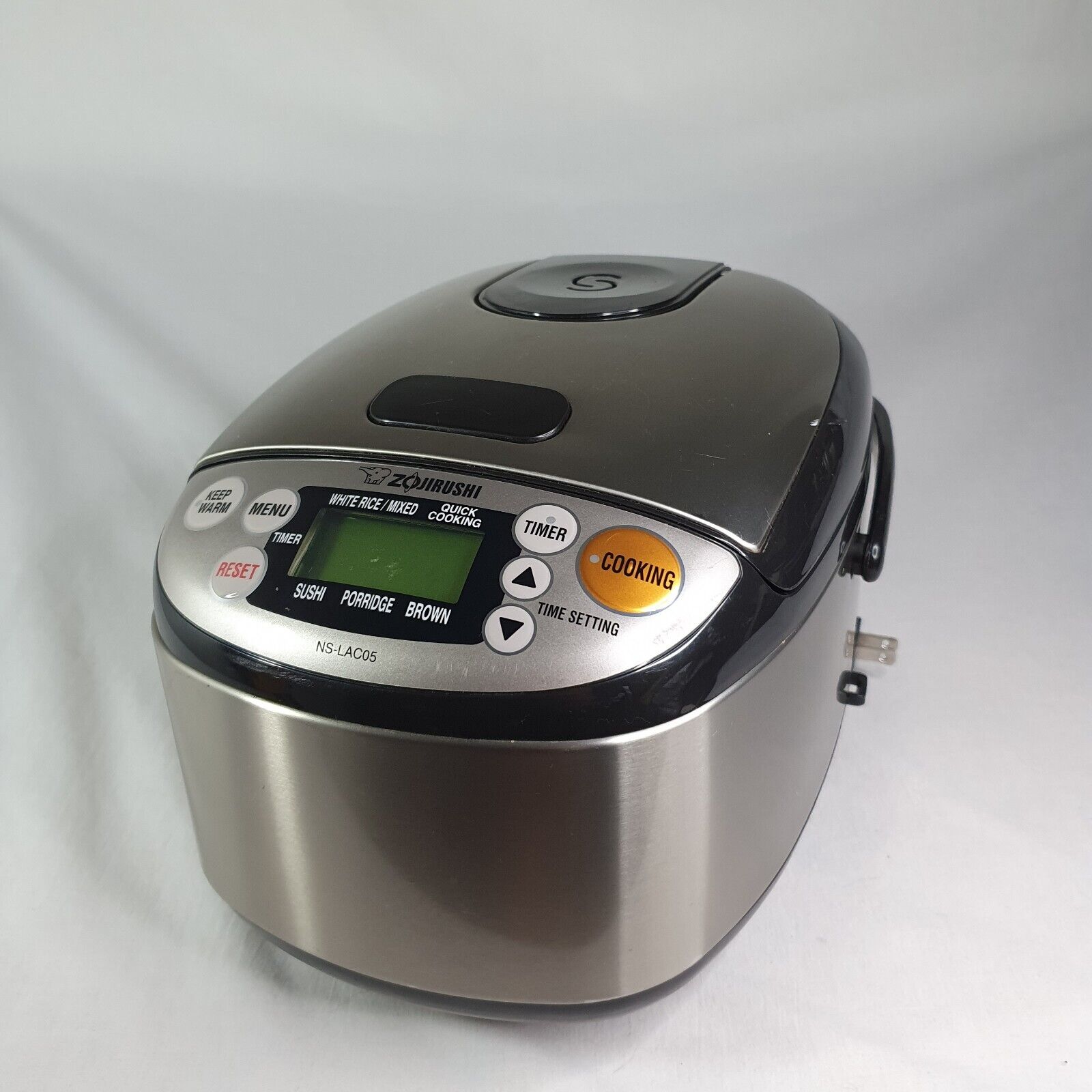 Zojirushi NS-LAC05 Electric Rice Cooker Warmer Stainless Steel w/Bowl TESTED!