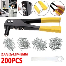 200Pcs Heavy Duty Riveter Set Hand Rivet Gun Kit Aluminum Rivets Assortment Kit
