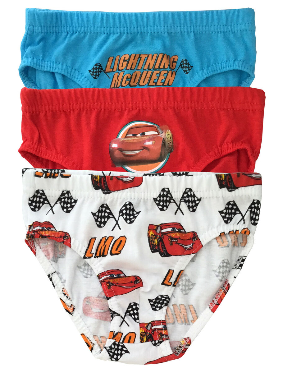 Disney Cars Pants Underwear Briefs Slips Boys Cotton Pack of 3 Lightning  McQueen