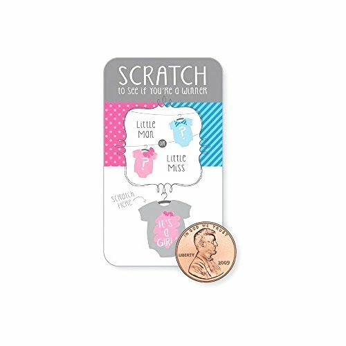 Creative Converting BB094041_PINK Gender Reveal Scratch Off Game -12 Pack Pink - Image 2 of 2