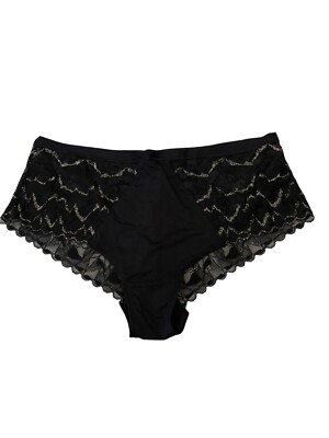 Women's Etam 2XL Black with Gold Sparkles Tabby Shorty Panties