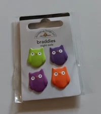 Crafts Doodlebug Brads Braddies Night Owls Halloween Green Purple Orange