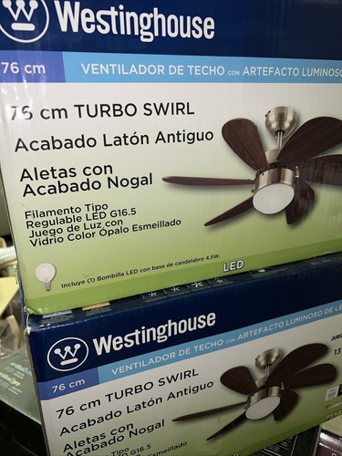 WESTINGHOUSE 72347 TURBO SWIRL CEILING FAN, ANTIQUE BRASS, 30'' IN