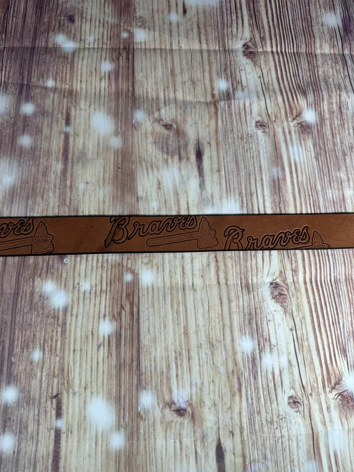 New Men's Brown Atlanta Braves Brandish Leather Belt Size 34 Waist MLB - Image 4 of 4