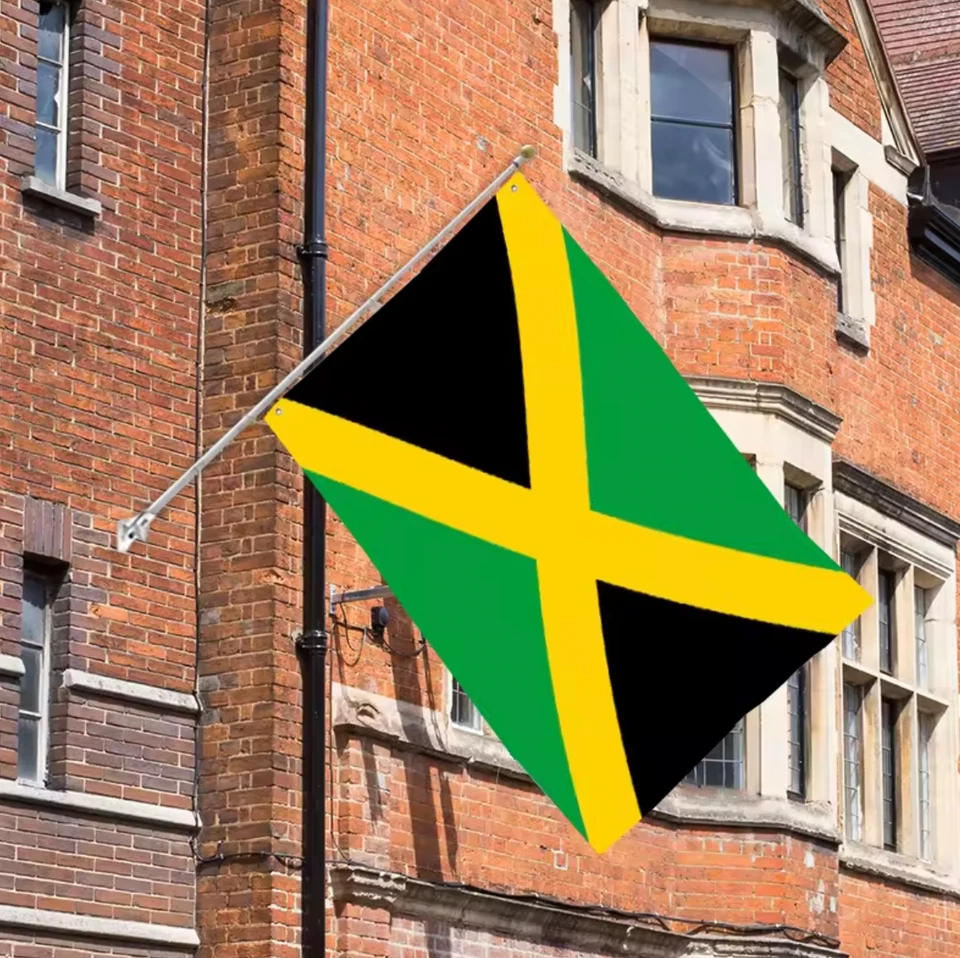 JAMAICA JAMAICAN CARIBBEAN NATIONAL LARGE 5 x 3FT FANS SUPPORTERS FLAG EYELETS - Изображение 2 из 2