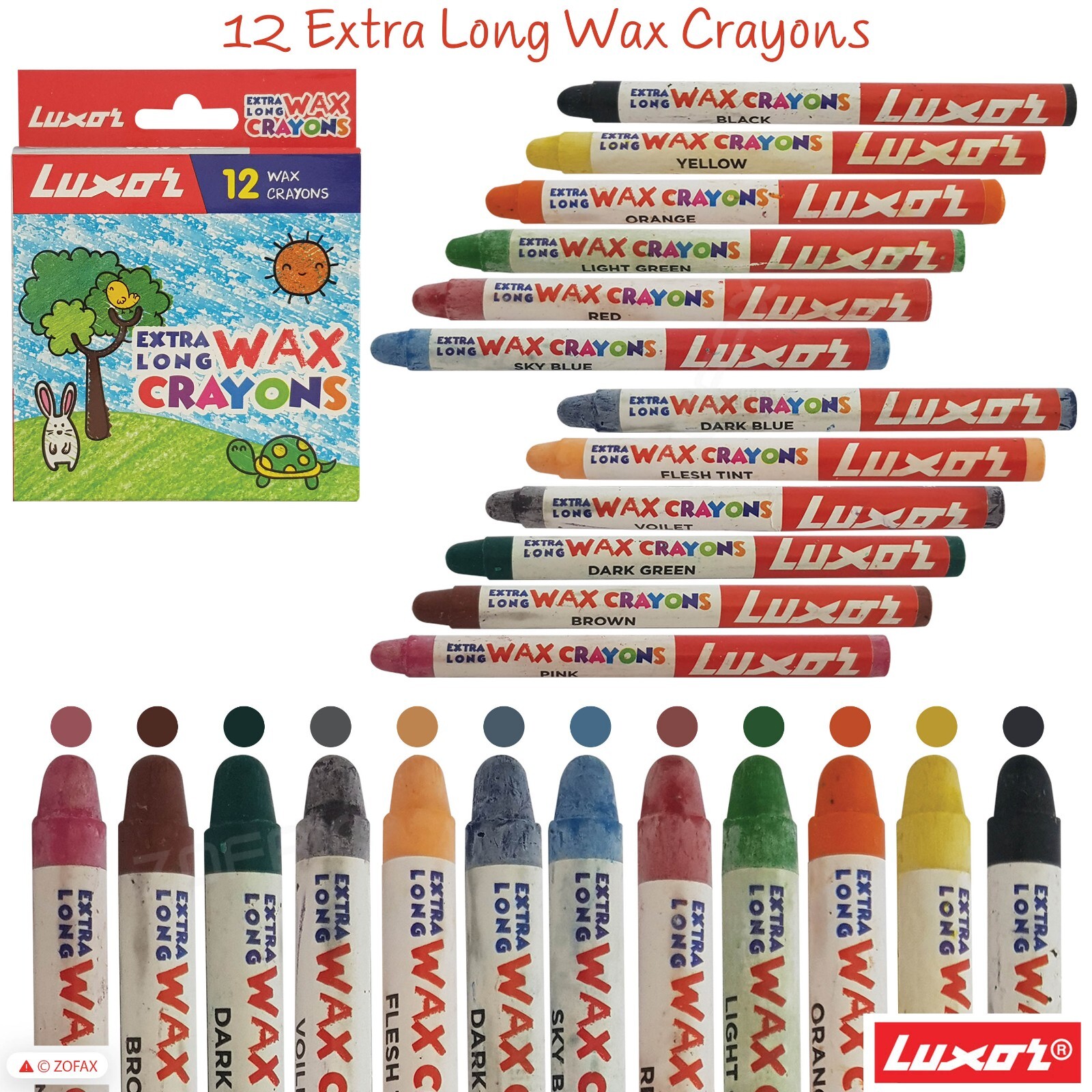 LUXOR Water Colour Pens Extra Long Crayons Drawing Book Ludo Game HB